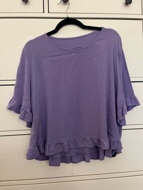 Lavender Ruffle-Hem Women's Tunic Top - Relaxed Fit